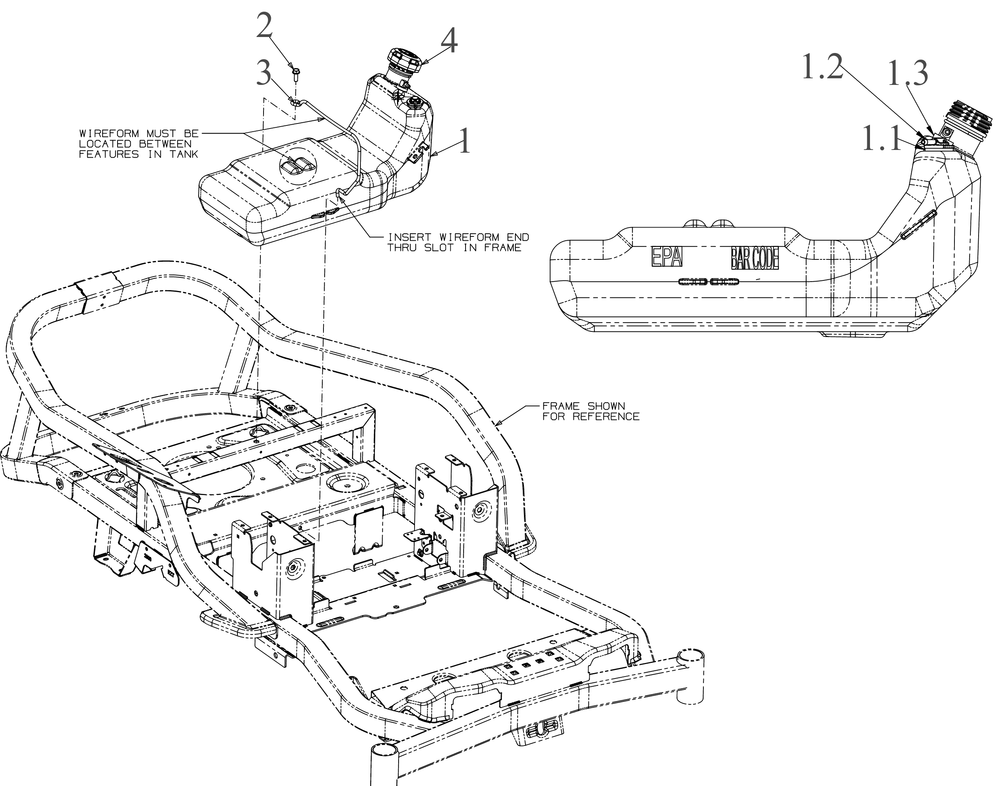 Fuel Tank Diagram and Parts List for ZT2-54KW (17RIEACI010)(2020) Cub Cadet Lawn Tractor